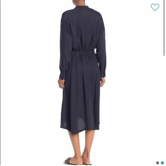 Vince Mixed Media Silk Midi Dress - Picture 2 of 10
